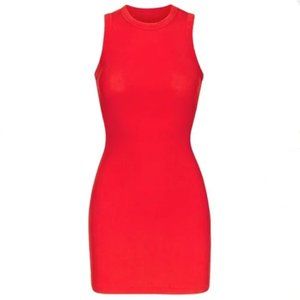 Skims Red Cotton Rib Tank Dress Medium